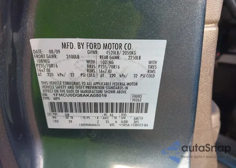 2010 Ford Escape Xlt from USA, damaged, VIN 1FMCU0DG8AKA05019